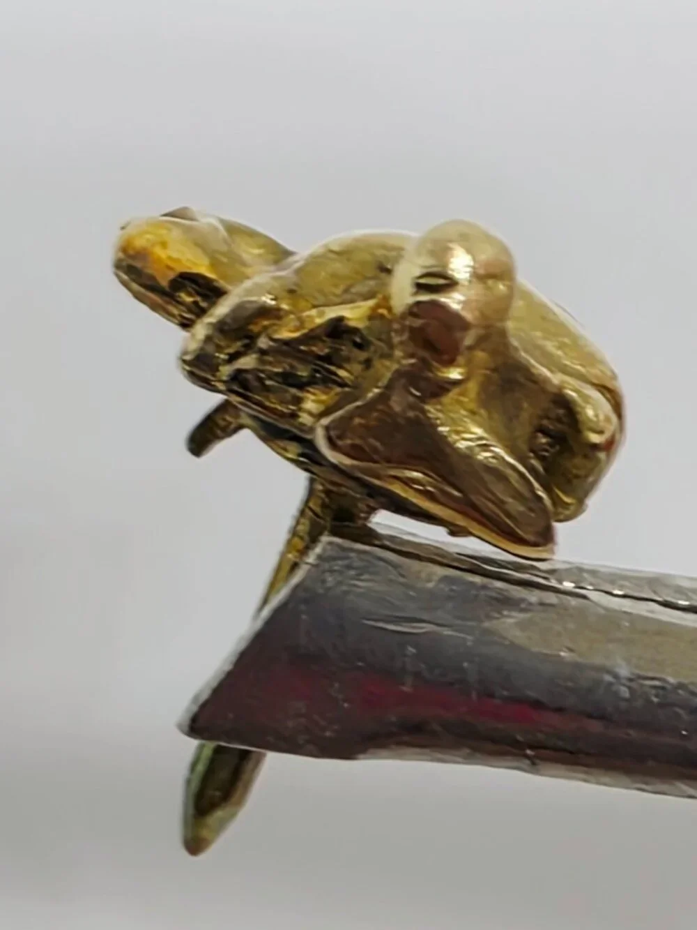 Antique Yellow Gold Fox Head Tie Tack Lapel Pin 3D Fox Mask Estate 10k-14k Gold